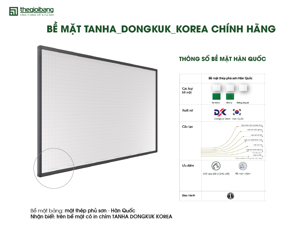 Bảng từ trắng chống rung Duratech - Bề mặt Hàn Quốc chính hãng