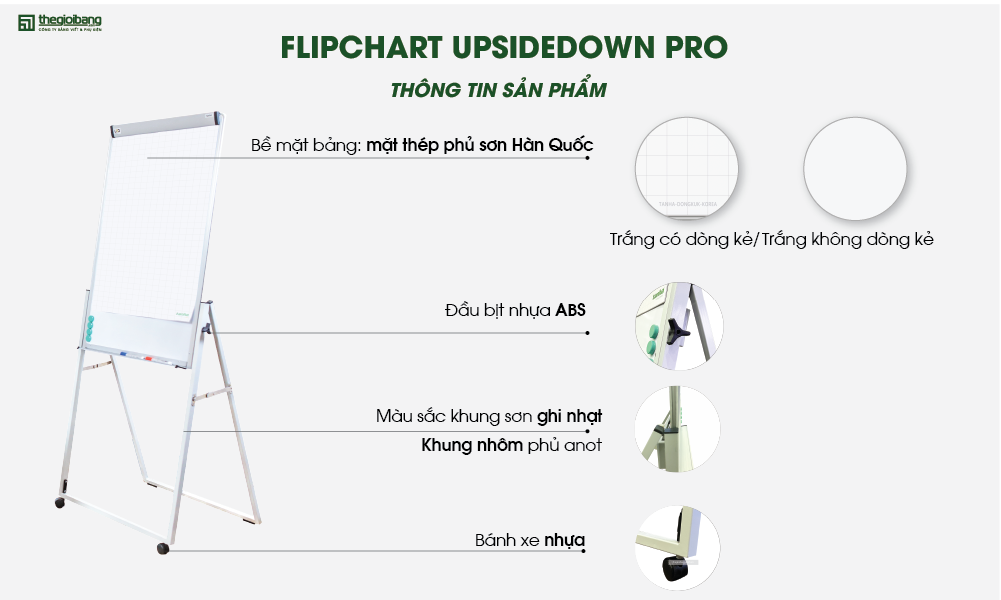 Mô tả sản phẩm Bảng Flipchart Upsidedown Pro