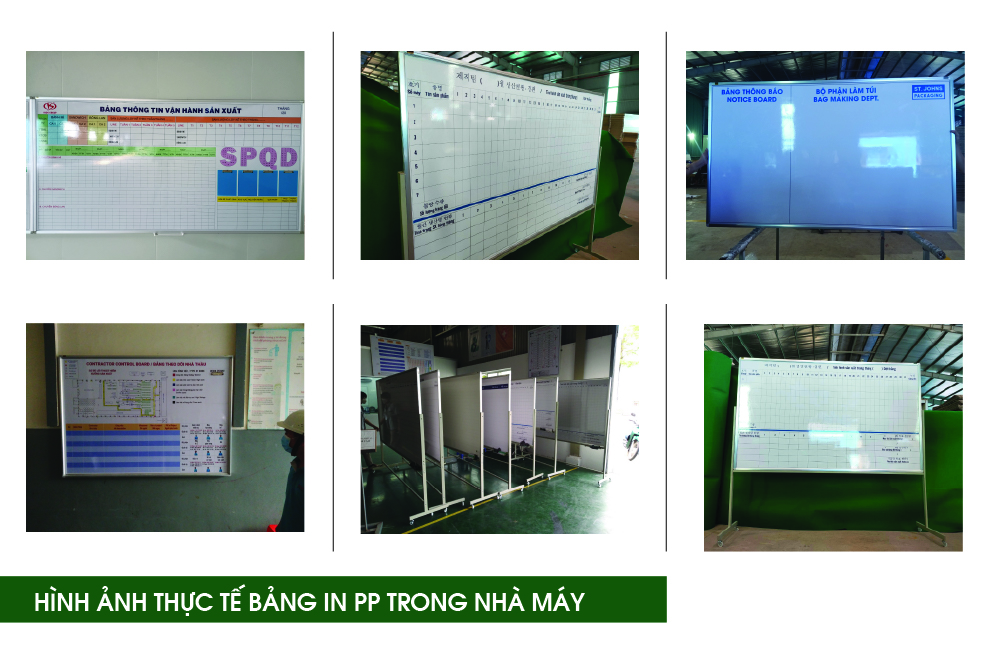 Hình ảnh thực tế Bảng in PP Nano được sử dụng trong nhà máy