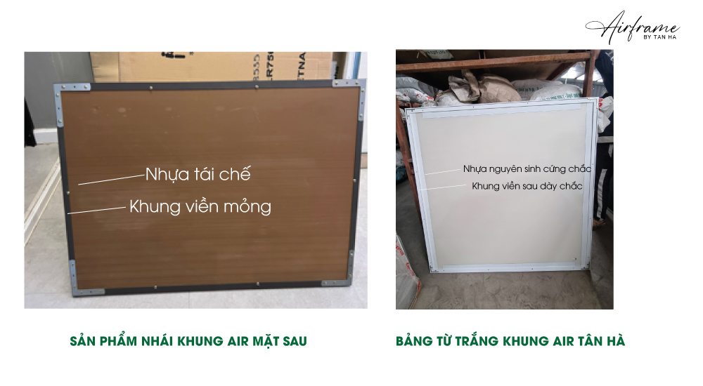 So sánh cốt bảng từ trắng khung air Tân Hà và bảng nhái